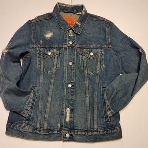 Mens Levi's Denim Trucker Jacket Ripped